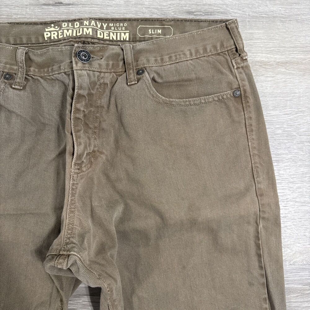 Old Navy Denim Shorts Men’s 36 Brown Slim Cut Off Raw Hem 100% Cotton - Picture 3 of 13